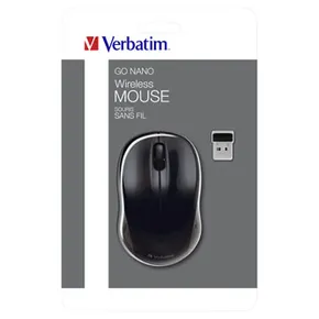 Verbatim Maus Go Nano 49042, 1600DPI, 2.4 [GHz], optisch, 3Tas., schnurlos, schwarz, 2 Stk AA