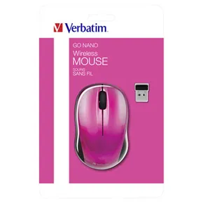 Verbatim Maus Go Nano 49043, 1600DPI, 2.4 [GHz], optisch, 3Tas., schnurlos, rose, 2 Stk AA