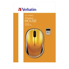 Verbatim Maus Go Nano 49045, 1600DPI, 2.4 [GHz], optisch, 3Tas., schnurlos, orange, 2 Stk AA