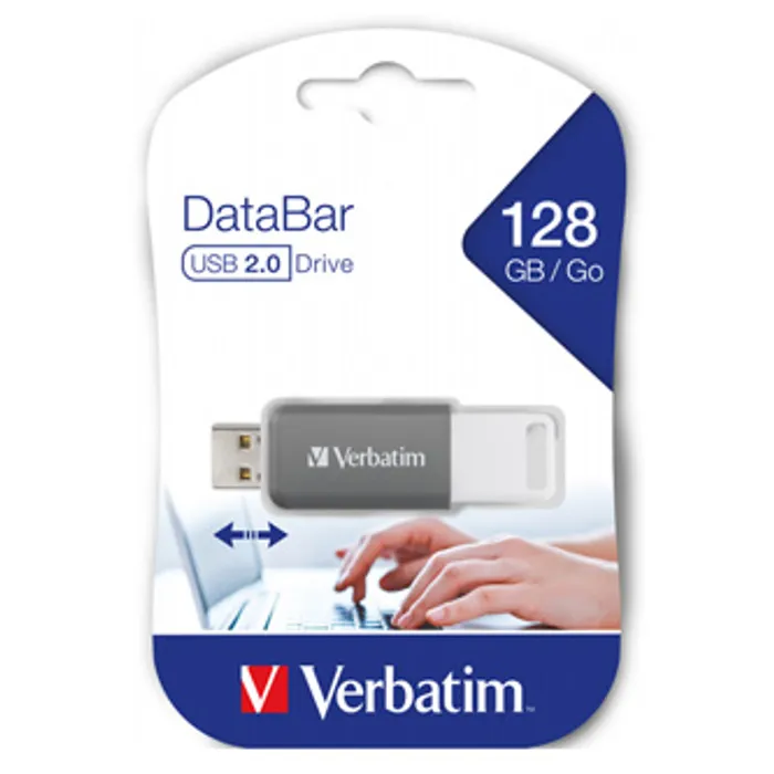 Hauptproduktbild Verbatim USB flash disk, 2.0, 128GB, DataBar, šedý, 49456, pro archivaci dat