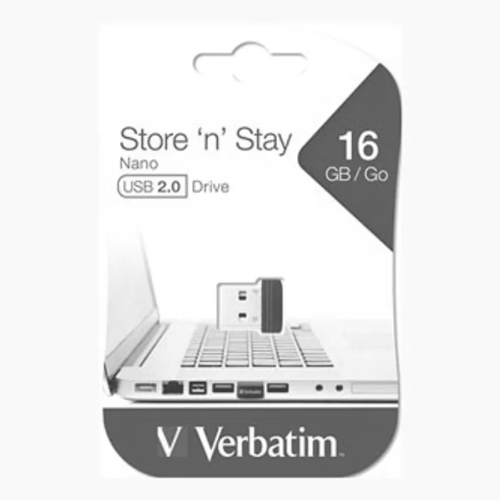 Hauptproduktbild Verbatim USB flash disk, USB 2.0, 16GB, Nano, Store N Stay, černý, 97464, USB A