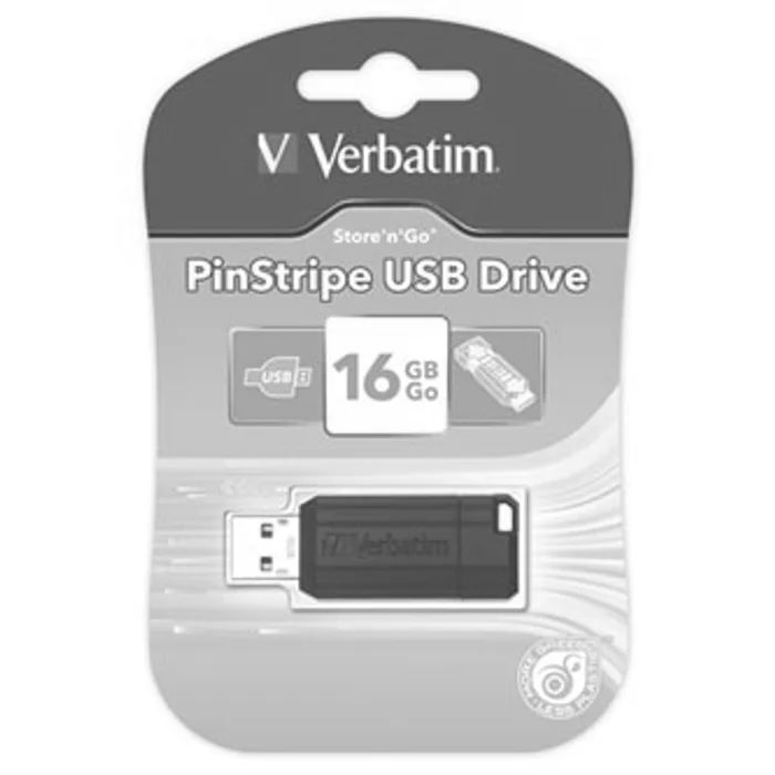 Hauptproduktbild Verbatim USB flash disk, USB 2.0, 16GB, PinStripe, Store N Go, černý, 49063, USB A, s výs