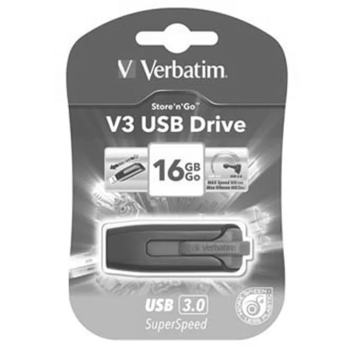 Hauptproduktbild Verbatim USB flash disk, USB 3.0 (3.2 Gen 1), 16GB, V3, Store N Go, černý, 49172, USB A,