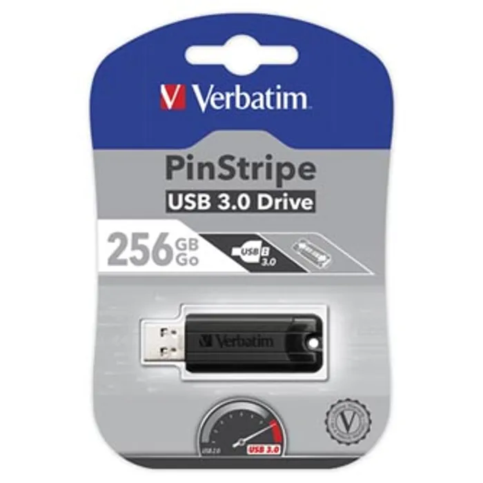 Hauptproduktbild Verbatim USB flash disk, USB 3.0 (3.2 Gen 1), 256GB, PinStripe, Store N Go, černý, 49320,