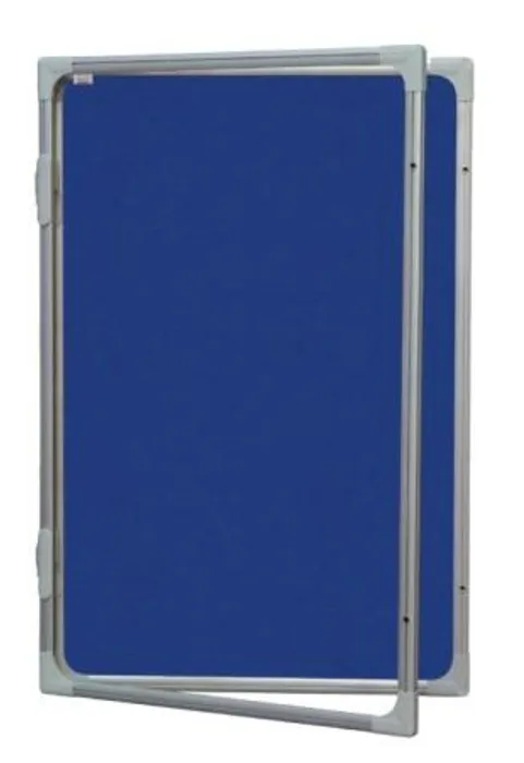 Hauptproduktbild Vitrína s vertikálním otevíráním 90x60cm, filcový modrý vnitřek, se zámkem