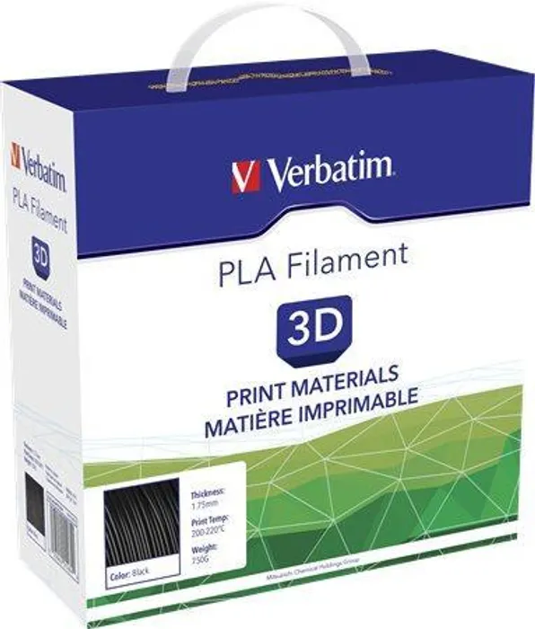 Hauptproduktbild Vlákno PLA pro 3D tiskárny, černá, 1,75 mm, 750g, cívka, VERBATIM