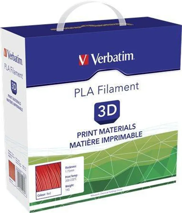 Hauptproduktbild Vlákno PLA pro 3D tiskárny, červená, 1,75 mm, 1kg, cívka, VERBATIM