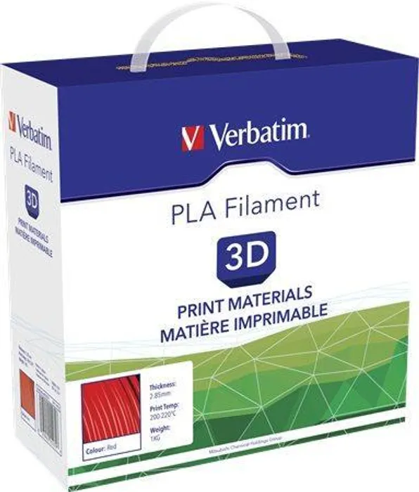 Hauptproduktbild Vlákno PLA pro 3D tiskárny, červená, 2,85 mm, 1kg, cívka, VERBATIM