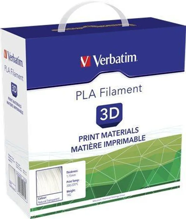 Hauptproduktbild Vlákno PLA pro 3D tiskárny, transparentní 1,75 mm, 1kg, cívka, VERBATIM