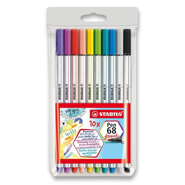 Hauptproduktbild Vláknový fix s flexibilním štětcovým hrotem STABILO Pen 68 brush - 10 ks sada