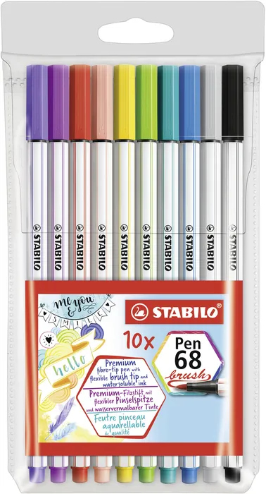 Hauptproduktbild Vláknový fix s flexibilním štětcovým hrotem STABILO Pen 68 brush - 10 ks sada