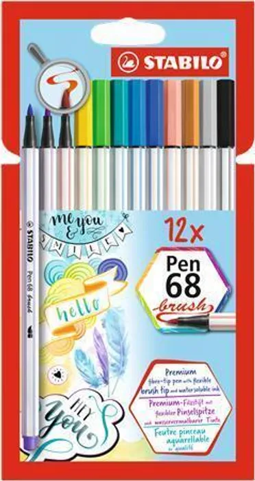 Hauptproduktbild Vláknový fix s flexibilním štětcovým hrotem STABILO Pen 68 brush - 12 ks sada