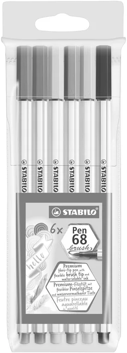 Hauptproduktbild Vláknový fix s flexibilním štětcovým hrotem STABILO Pen 68 brush - 6 ks sada