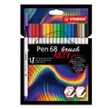 Fasermarker mit flexibler Pinselspitze STABILO Pen 68 Pinsel ARTY - 18er-Etui