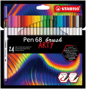 Filamentmarker mit flexibler Pinselspitze STABILO Pen 68 Pinsel ARTY - 24-teiliges Set