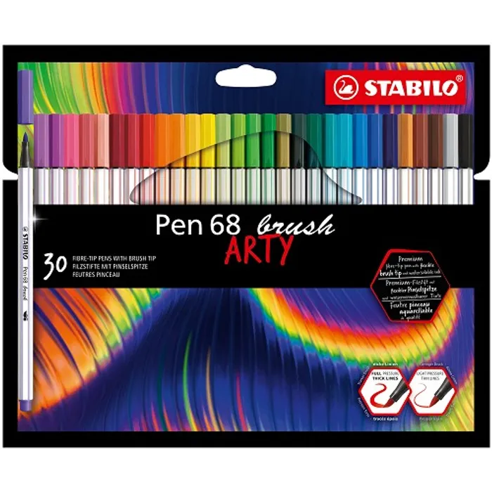 Hauptproduktbild Vláknový fix s flexibilním štětcovým hrotem STABILO Pen 68 brush ARTY - 30 ks sada