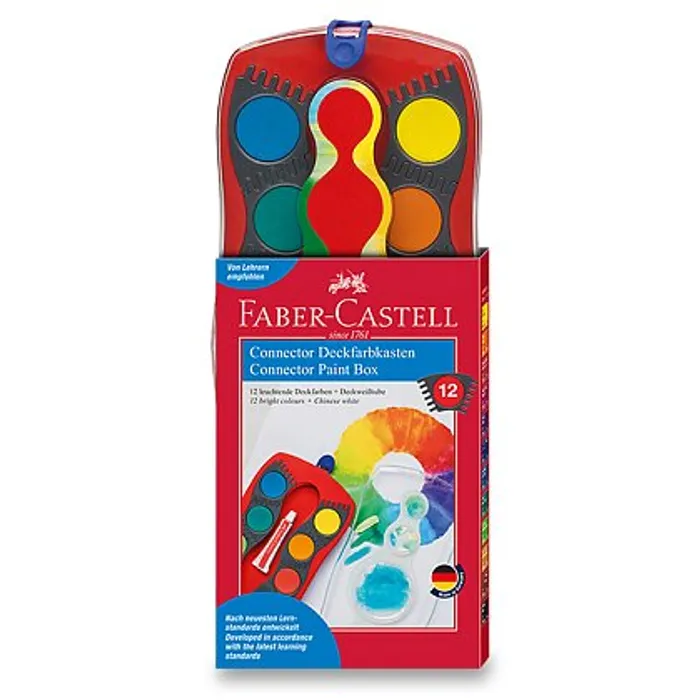 Hauptproduktbild Vodové barvy Faber-Castell Connector 12 barev, průměr 30 mm