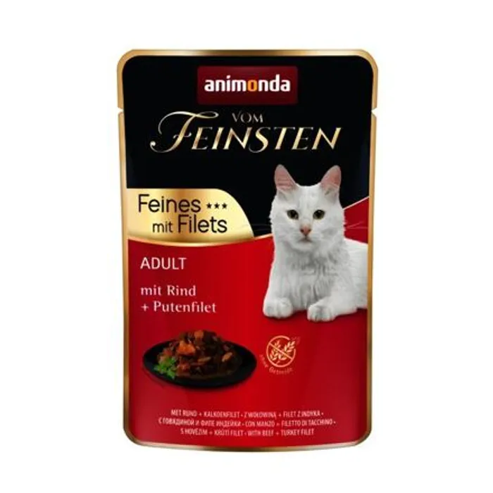 Hauptproduktbild Vom Feinsten Adult FEINES m.Fillets - hovězí + krůtí filet, kapsička pro kočky 85 g
