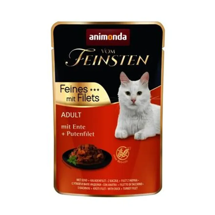 Hauptproduktbild Vom Feinsten Adult FEINES m.Fillets - kachna + krůtí filet, kapsička pro kočky 85 g
