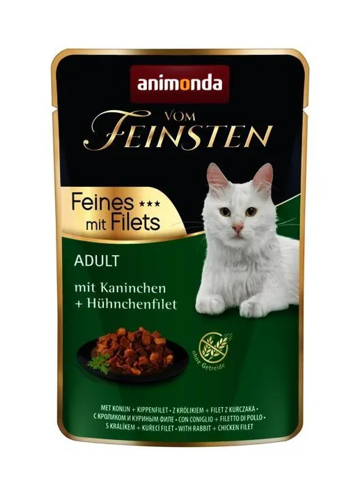Hauptproduktbild Vom Feinsten Adult FEINES m.Fillets - králík + kuřecí filet, kapsička pro kočky 85 g