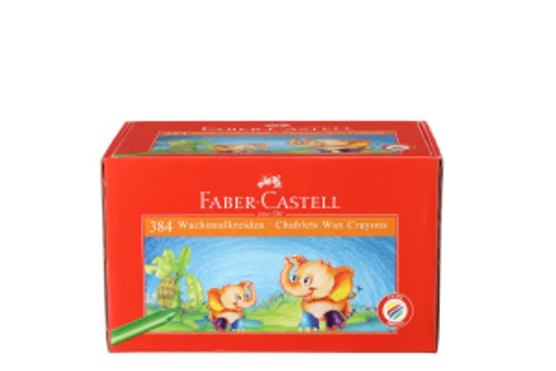 Hauptproduktbild Voskovky kulaté, krátké 12 barev, pap.krabička 384ks  Faber Castell 120047