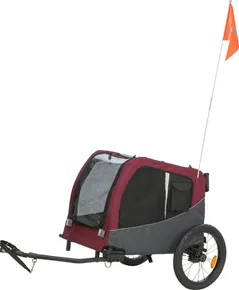 Fahrradanhänger, L: 75 × 86 × 80/145 cm, bis 30 kg, grau/rot