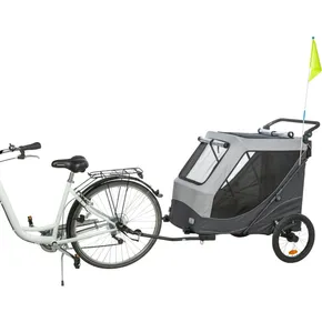 Faltbarer Fahrradanhänger mit Schnellfaltfunktion, XL: 87,5 x 97 x 93/150 cm, Tragkraft max. 45 kg, grau
