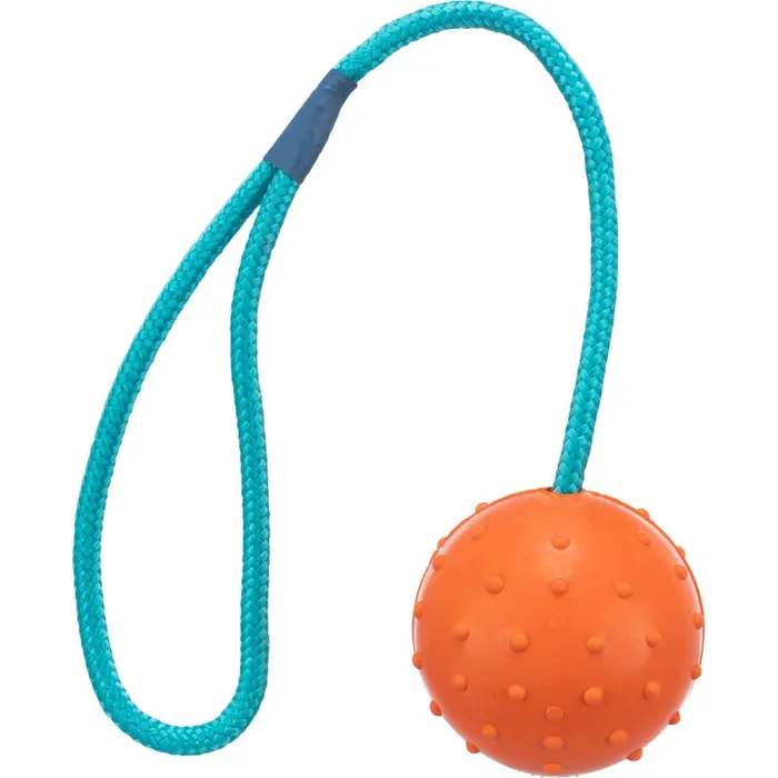 Hauptproduktbild Vrhací míč hrbolatý na šňůře 6cm/30cm TRIXIE