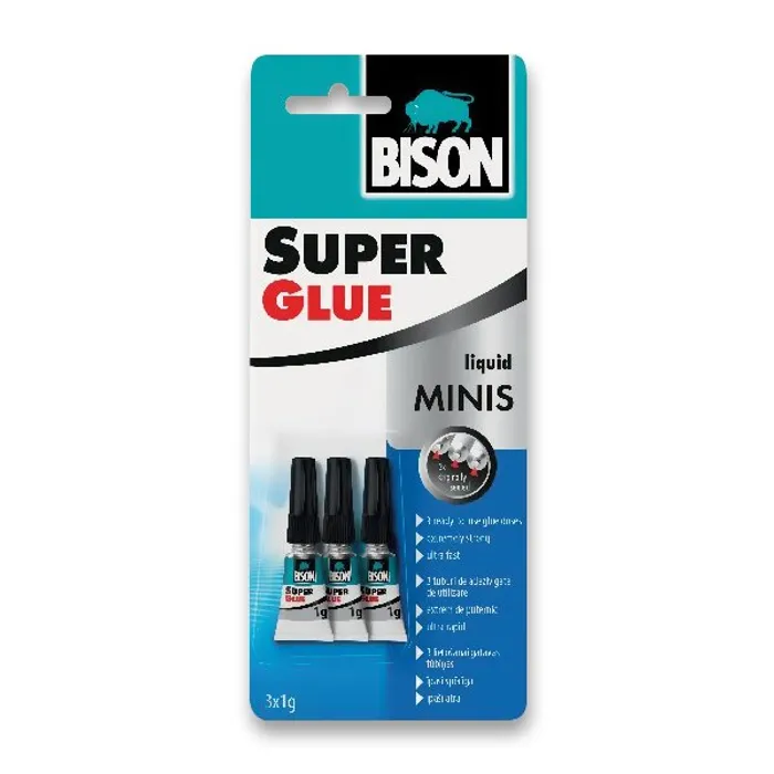 Hauptproduktbild Vteřinové lepidlo Bison Super Glue Minis 3 x 1 g