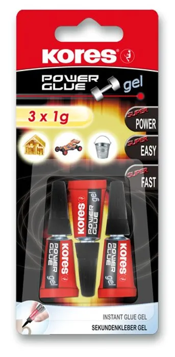Hauptproduktbild Vteřinové lepidlo Kores Power Glue Gel 3×1 g