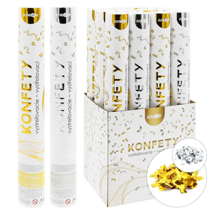 Hauptproduktbild Vystřelovací konfety - trubka 40 cm, zlaté metalické obdélníky [1 ks]