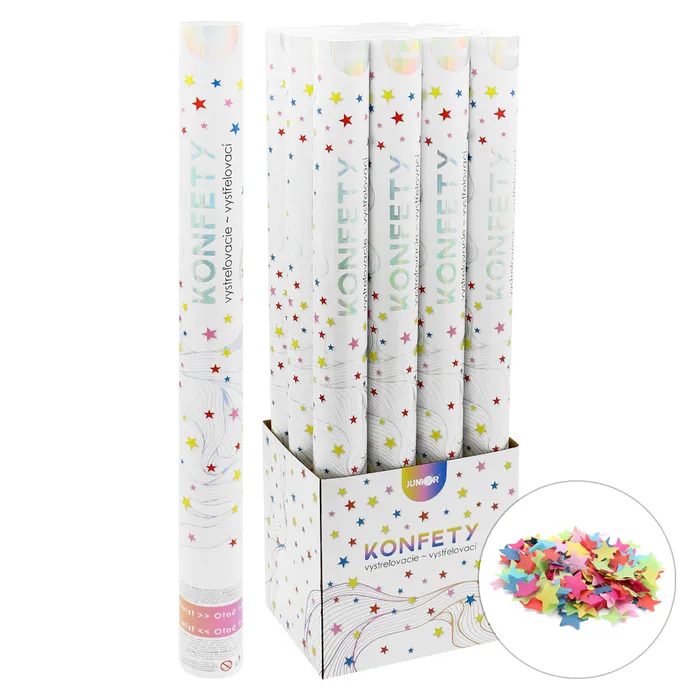 Hauptproduktbild Vystřelovací konfety - trubka 60 cm, barevné papírové hvězdy, [1 ks]
