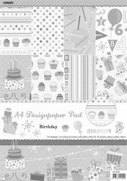 Hauptproduktbild Vzorovaný karton Scrapbooking, A4, narozeninový motiv