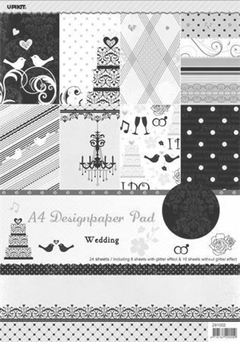 Hauptproduktbild Vzorovaný karton Scrapbooking, A4, svatební motiv