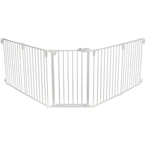 Zábrana pro psy s dvířky, 5 dílů, 62.5-300 x 76.5 cm, lakovaný kov