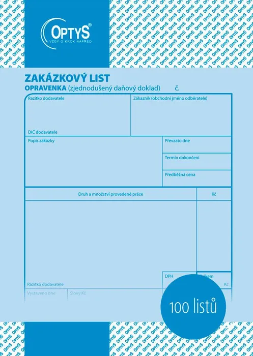 Hauptproduktbild Zakázkový list A5, opravenka, 100 listů 1048