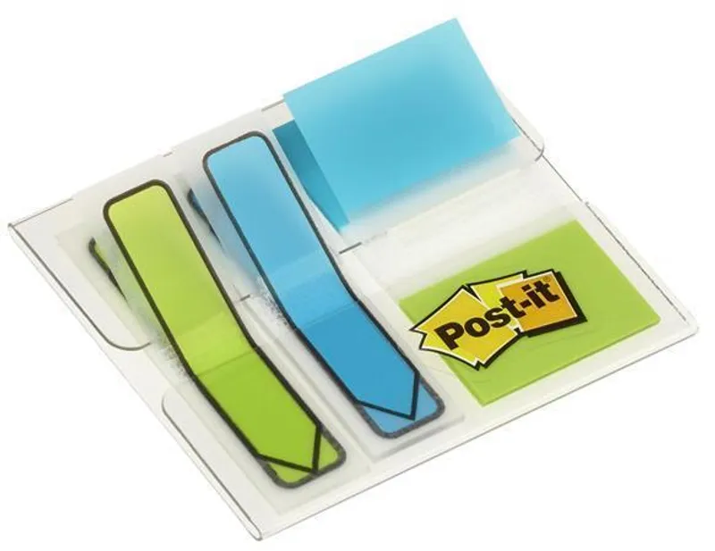 Hauptproduktbild Záložky, zelená a modrá, 3x16 listů, 25x43 mm a 12x43 mm, 3M POSTIT