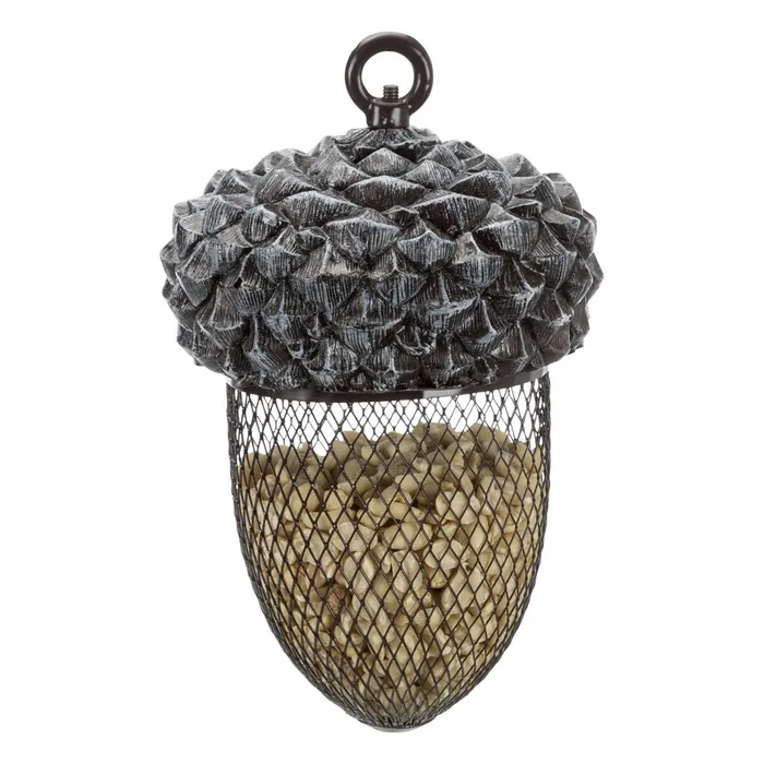 Hauptproduktbild Žalud - zásobník na ptačí krmivo, 700 ml/14×22 cm, pryskyřice/kov, hnědá/bílá