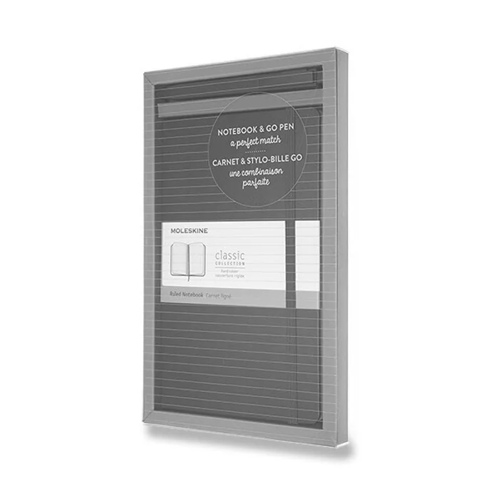 Hauptproduktbild Zápisník Moleskine - tvrdé desky L, dárková sada s kuličkovou tužkou Go Pen, černá