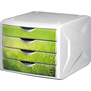 Schubladenbox Chamäleon, 4 Schubladen, weiß-grün, Kunststoff, HELIT