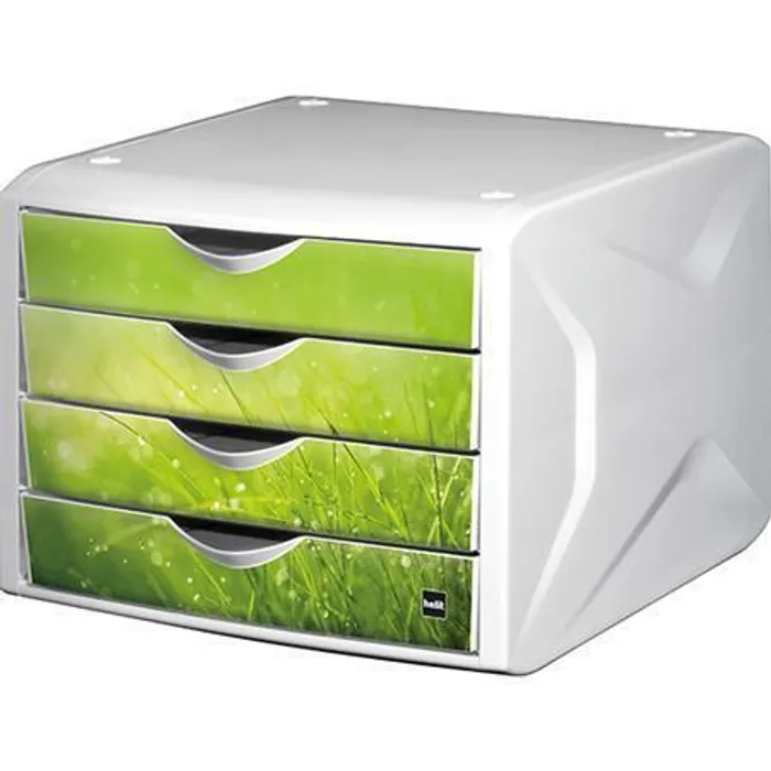 Hauptproduktbild Zásuvkový box "Chameleon", 4 zásuvky, bílo-zelená, plast, HELIT
