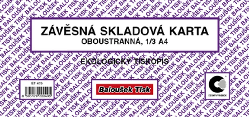 Hauptproduktbild Závěsná skl. karta malá / oboustr./ ET470