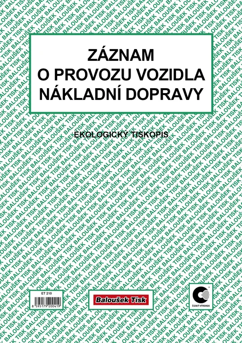 Hauptproduktbild Záznam o provozu vozidla nákladní dopravy A4 stazka ET210