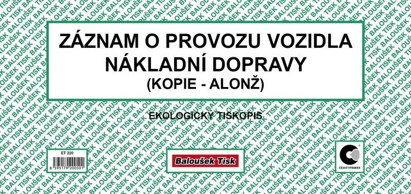 Hauptproduktbild Záznam o provozu vozidla nákladní dopravy alonž ET220