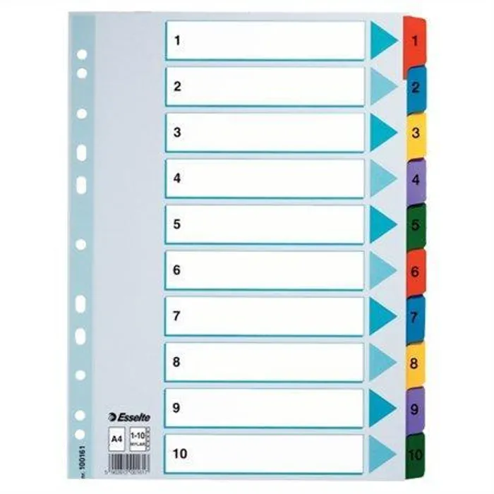 Hauptproduktbild Zesílené kartonové rejstříky Esselte Mylar, A4, Mix barev