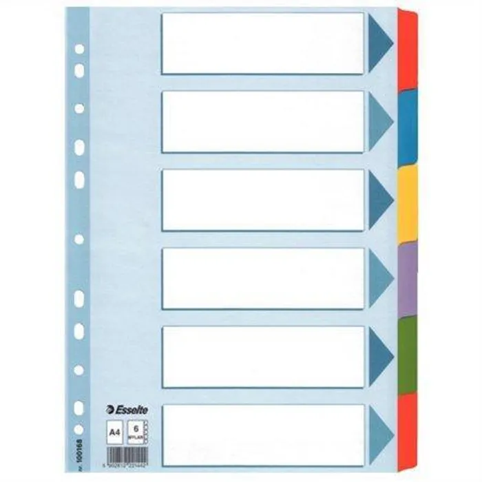 Hauptproduktbild Zesílené kartonové rozlišovače Esselte Mylar, A4, Mix barev