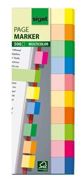 Hauptproduktbild Značkovací proužky, 10x50 lístků, 15x50 mm, SIGEL "Transparent", mix barev