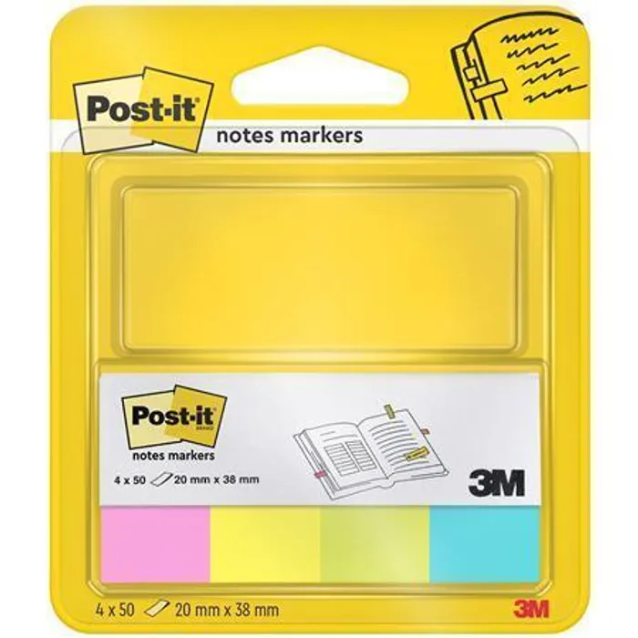Hauptproduktbild Značkovací proužky, 4x50 lístků, 20x38 mm, 3M POSTIT, mix neonových barev