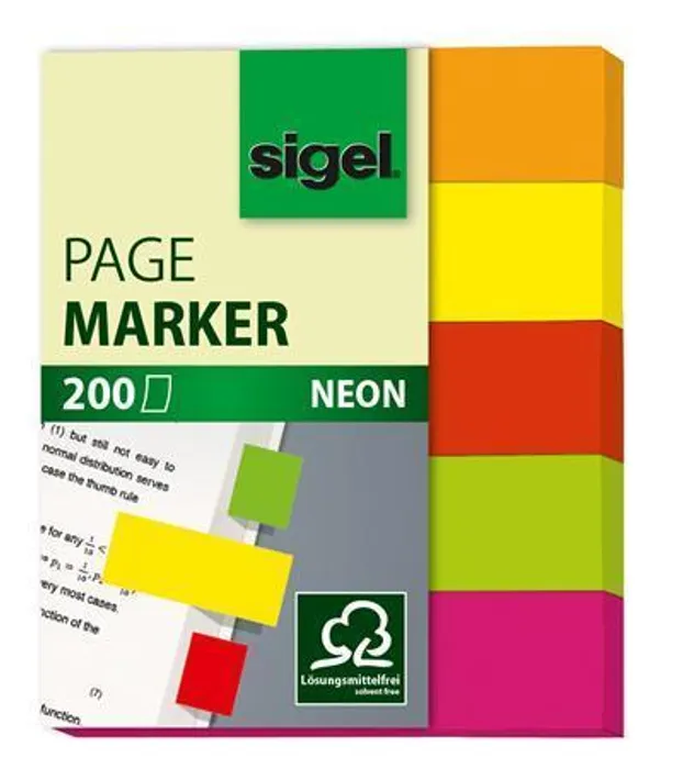 Hauptproduktbild Značkovací proužky, 5x40 lístků, 12x50 mm, SIGEL "Neon Mini", mix barev