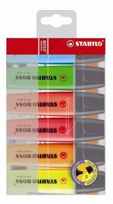 Hauptproduktbild Zvýrazňovač "Boss", mix barev, 2-5mm, 6ks, STABILO